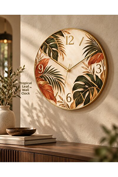 AA Shop Ceas de perete decorativ din lemn cu model natural și frunze modern, ...
