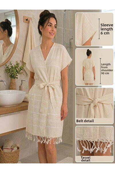 Dokubba Peshtemal Bathrobe - Short Bathrobe - Cotton Bathrobe - Moracab