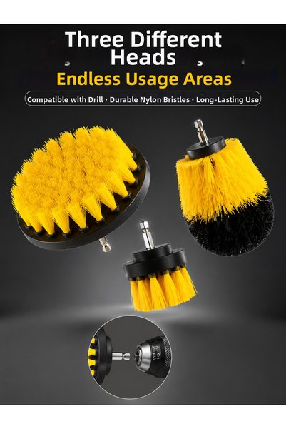 Lisinya Drill Bit Cleaning Brush Set of 3 for Bathroom and Kitchen -