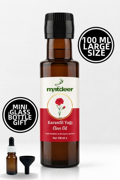MATDEER 100 ml Clove Oil - Revitalizing and Warming Aromatherapy Fragrance for Skin and Environment - 100% Pure