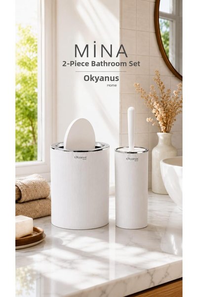 Okyanus Home Mina Beyaz - Set de baie rotund din 2 piese, cromat