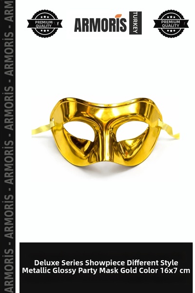 Armoris قناع حفلات لامع معدني من سلسلة ديلوكس، بتصميم مختلف، لون ذهبي، مقاس 1...