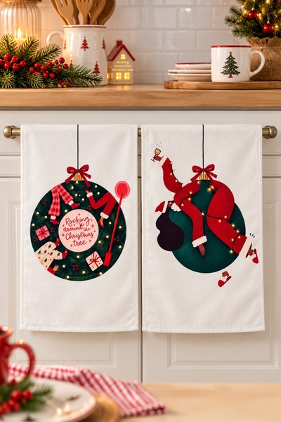 Pilloveland Patterned Kitchen Towels (Set of 2) |   30×50 cm - Christmas Fun ...