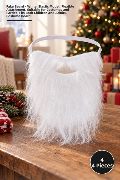 Yenilig 4 fake beards - white marled elastic model, flexible fixation, costum...