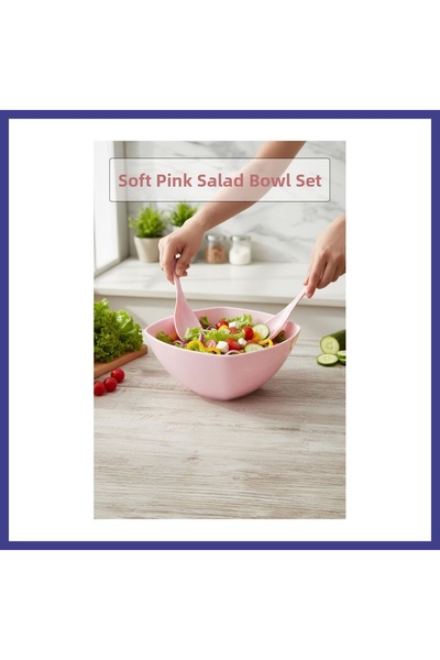 Generic Brand 3.5 Lt Soft Pink Acrylic Square Salad and Serving Bowl Set 3 Pi...