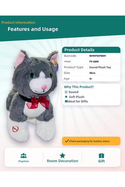 ATABY Sesli Kedi 35cm Fk-2205