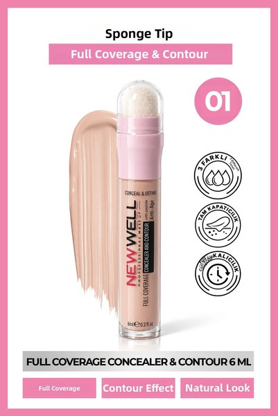 New Well Full Coverage Concealer & Contour Sponge Tip Concealer & Contour 01 ...