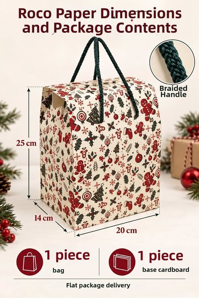 roco paper Christmas Themed Drawstring Cardboard Gift Bag, 1 Piece - 20X14X25...