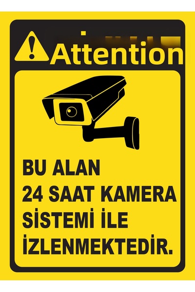 Yalıgraf Reklam Tabela This Area Is under 24-Hour Video Surveillance - Warning Sign - A4 Size 21X30 cm