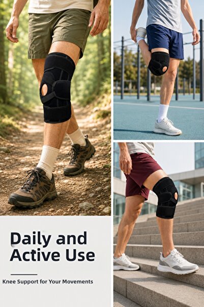 Lisinya Patella Supported Ligament Knee Brace Adjustable Velcro Silicone Pad ...