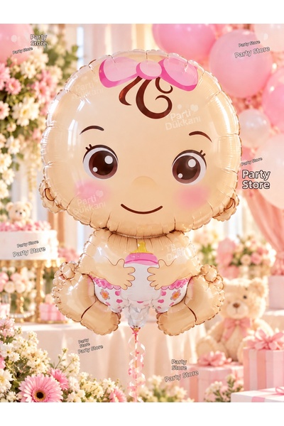 Parti Dükkanı Pink Baby Figure Foil Balloon 22 Inch (55 cm) – Baby Balloon Si...