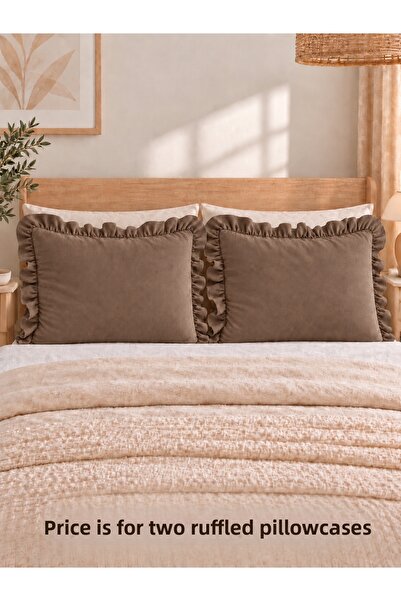 Decamor home İnci Vintage 2 Pieces Brown Pillowcases