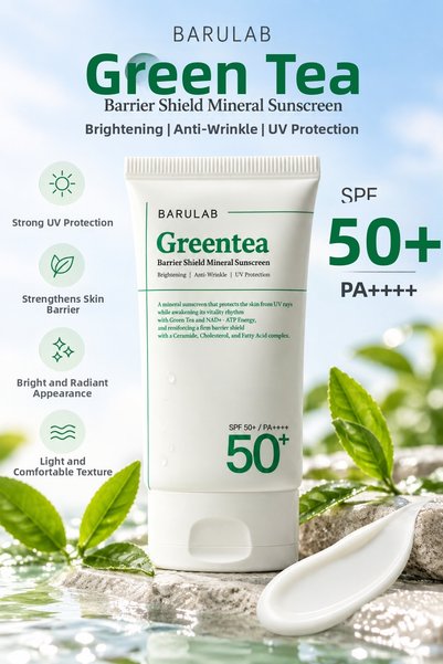 Barulab Greentea Spf 50+ Pa++++ Mineral Filtered Sunscreen – Containing Green...