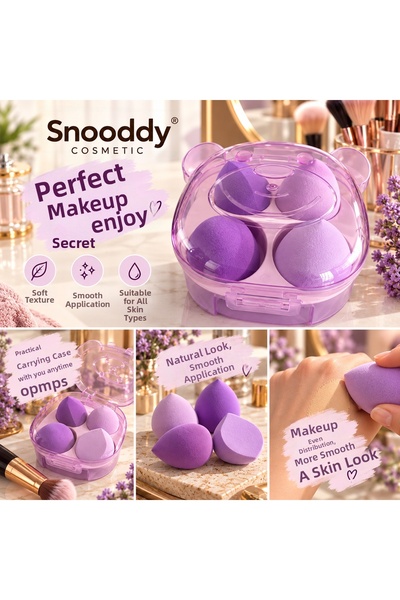 snooddy إسفنجة بيض مكونة من 4 قطع - بنفسجي
