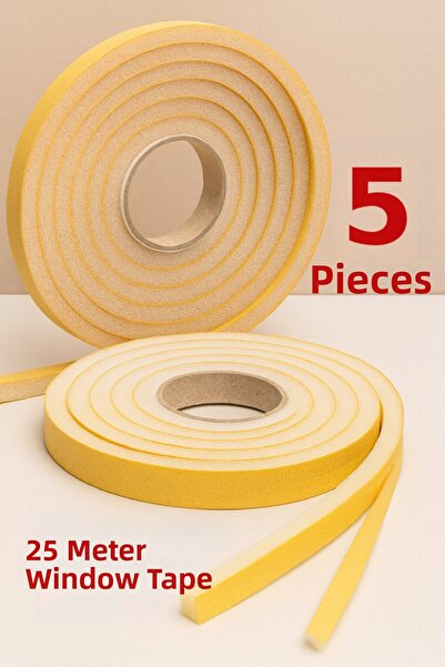 Neler Geldi Neler 5 Pieces X 5 Mt = 25 Meters Adhesive Window Tape Cold and Dustproof Insulation Heat Insulation Sponge