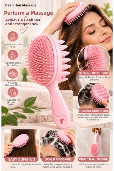 MAQYA KOZMETİK Double-Sided Wet & Dry Hair Brush for Straight and Curly Hair Scalp Massage Comb – Ergonomic Hairbrush Suitable for Wet Dry Use