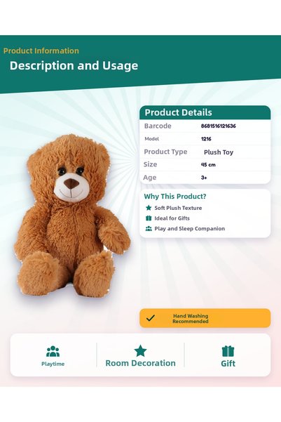 ATABY Puffy Casual Bear 45 cm Brown 1216
