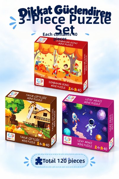 Çılgın Zeka Attention-boosting 3-piece puzzle set - kids' puzzles & jigsaw puzzles