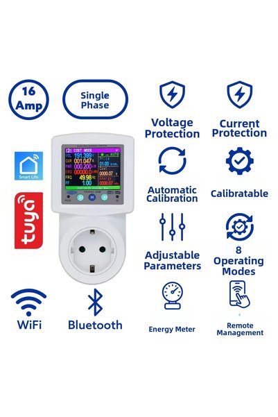 TOMZN Multi-Function Current and Voltage Protected Smart Socket 16A Wifi Smart Socket