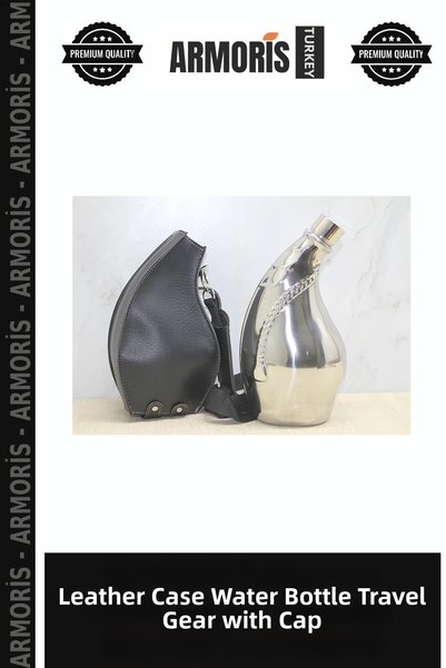 Armoris Leather Covered Flask, Travel Item, Lid Cap, Cap, Material: Leather