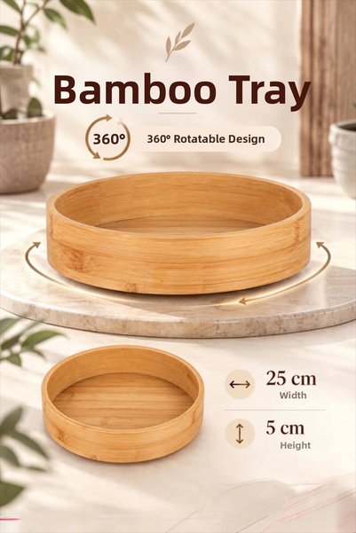 Bayev Bamboo 25 cm Rotating Bowl 2443 Decorative Presentation Plate