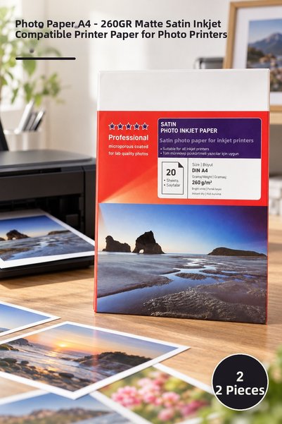 Yenilig 2 pieces of a4 photo paper - 260gr matte (satin) inkjet compatible pr...