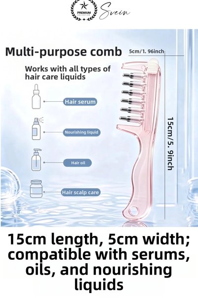 Svein Hair Care Oil Application Comb Serum Applicator Refillable Leakproof Sealed Scalp Massage Transparent Pink Portable Washable Nourishing Liquid Dispenser Compact Model