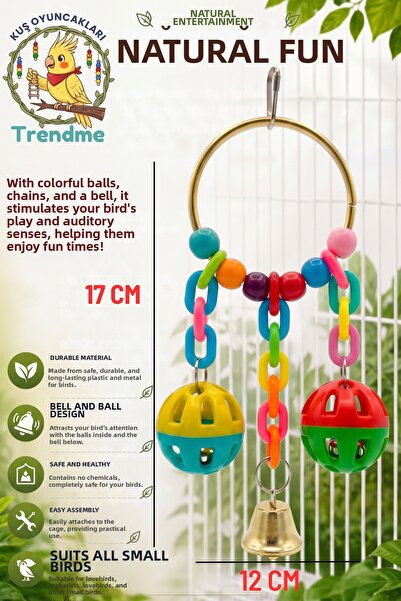 UniqBirdToys Trendme Colorful Bird Toy with 2 Balls and Bell