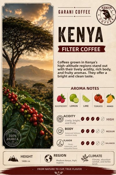 Garani Kenya Filter Coffee Set 2X250 g Total 500 g Ground Medium Roast 100% Arabica French Press