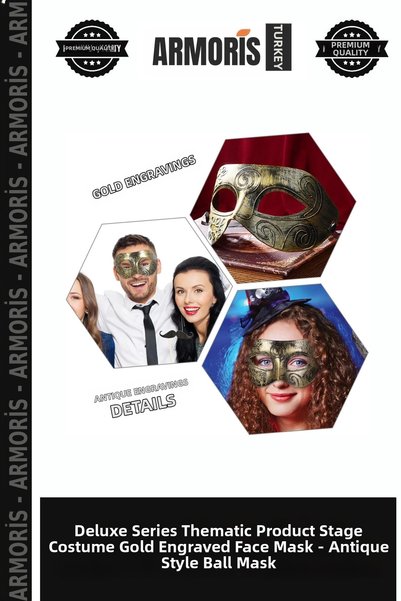 Armoris Delux Series Thematic Product Stage Costume Gold Antique Face Mask - ...