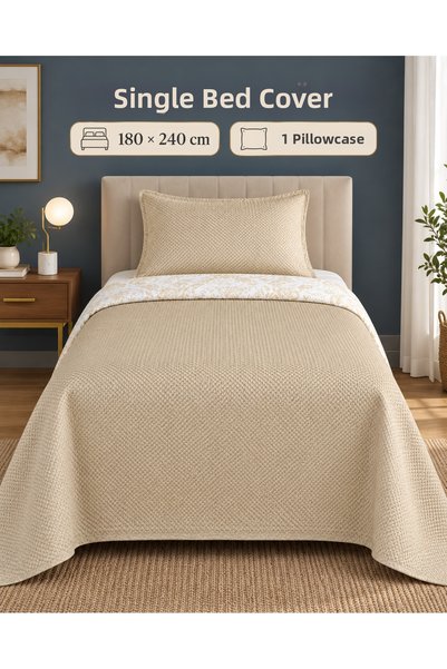 la lune home Astana Single Nubuck Bedspread Set 180×240 cm – with 1 Pillowcase