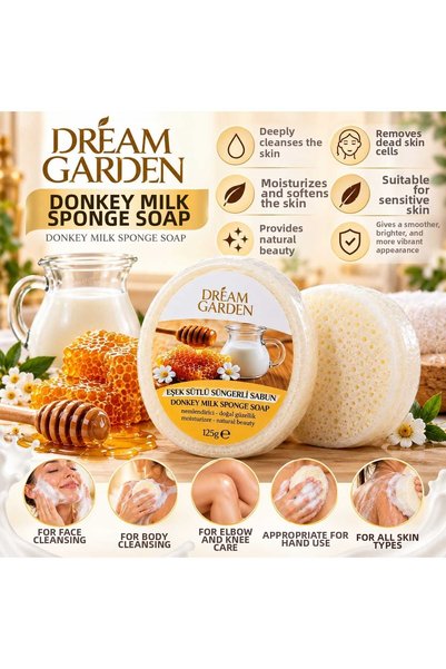 DREAM GARDEN Sponge Bath and Beauty Soap (with Goat's Milk and Honey, Pack of 2)