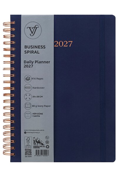 Victoria's Journals Business-2027 Year Daily Spiral Agenda 20X28 Cm. One Page...