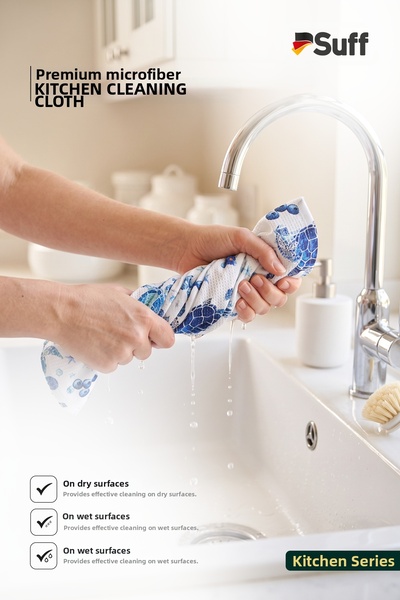 Suff Küchen Mikrofiber Kitchen Cloth Fast Water Absorbing Decorative Kitchen Cleaning Cloth 60X40 cm Sea Turtle