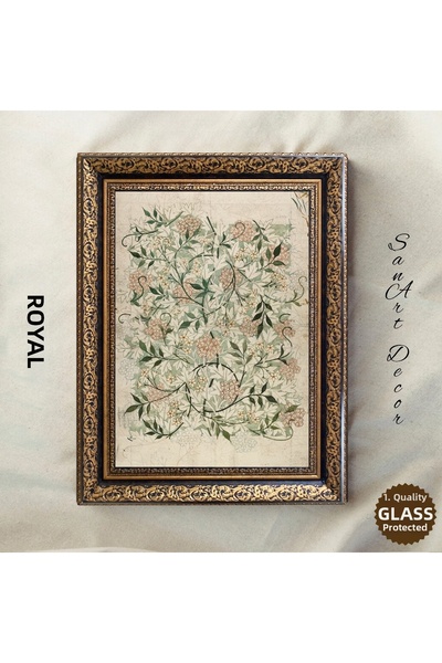 Sanart Pictură de perete în stil vintage cu model floral și ramă antică, deco...
