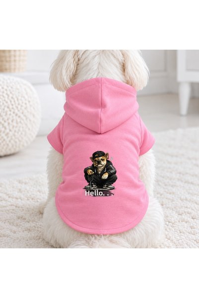petite pati Pink No Is No Printed Dog Sweatshirt |   Hooded, Fleece Fabric, W...