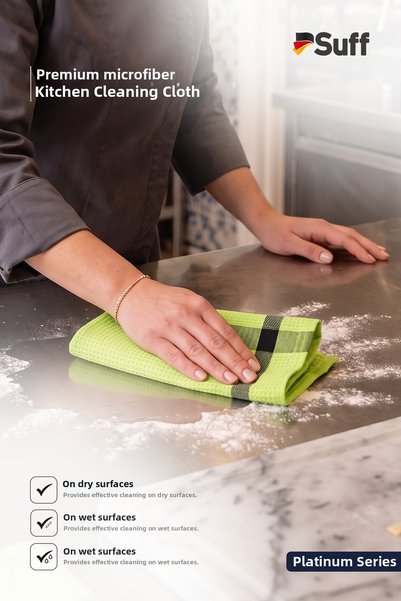Suff Platinum Microfiber Kitchen Cloth, Water Absorbing, Sensitive Kitchen Drying Cloth, 60X40 cm Green