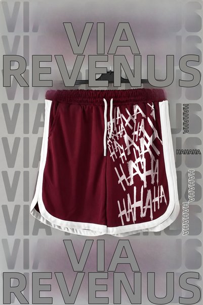 Vordevia Joker Laughter Design Printed Jersey Sports Training Shorts with Pip...