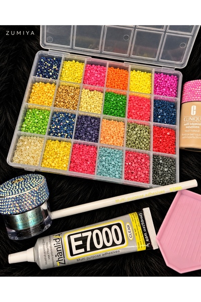 Generic Brand ZUMIYA Комплект от 24 цветни камъчета „Bedazzling“ с отделения
