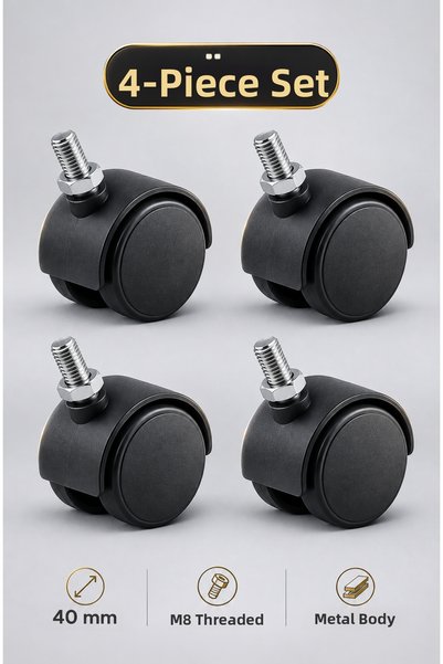 Generic Brand Caster on Bolts Black M8 40mm Metric 8 Screws Furniture Wheel 4...