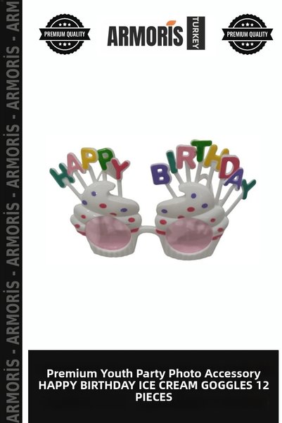 Armoris Premium Teen Party Photo Accessory Happy Brithday Ice Cream Glasses 1...