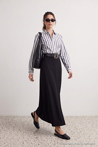 Trendyol Modest Rochie și salopetă țesute cu dungi, fără căptușeală, albastru...
