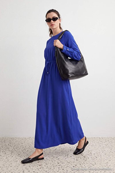 Trendyol Modest Μπλε Shift/Ίσια Γραμμή Μάξι Υφαντό Φόρεμα Χιτζάμπ TCTAW27EB00030