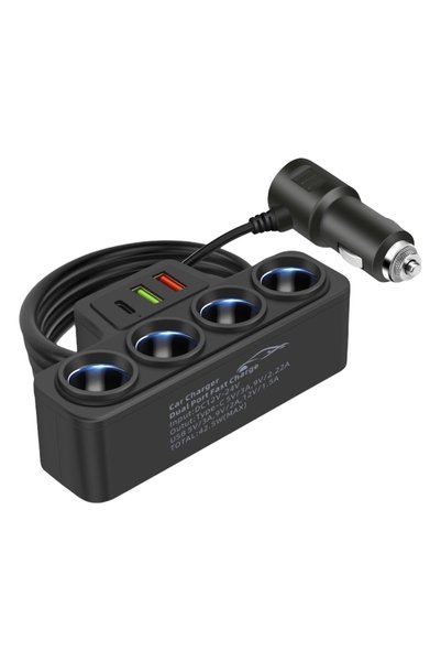 Choice black 4-Socket Car Cigarette Lighter Splitter 12V-24V Phone Power Adap...
