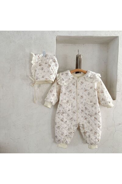 Choice 12M 90CM Beige 2psc Winter Newborn Infant Baby Girls Flower Romper + H...