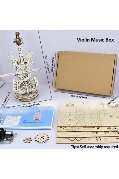 Choice1 Violin Music Box 3D Wooden Puzzle Music Box Piano Model Kit DIY Assem...