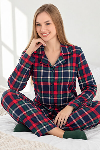 Cotpark Women's Cotton Plaid Fabric Pajama Set 19073