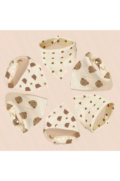 Choice One Size Bear Triangle Scarf 6Pcs Baby Saliva Towels, Soft and Comfort...