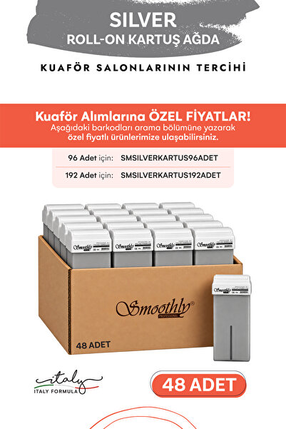 Smoothly Silver Kartuş Ağda, Profesyonel Roll-on Ağda 48 Adet