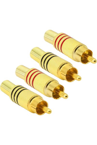 Choice1 4PCS Male 4PCS RCA Plug Gold Plated Solder Type Male Female Audio Vid...